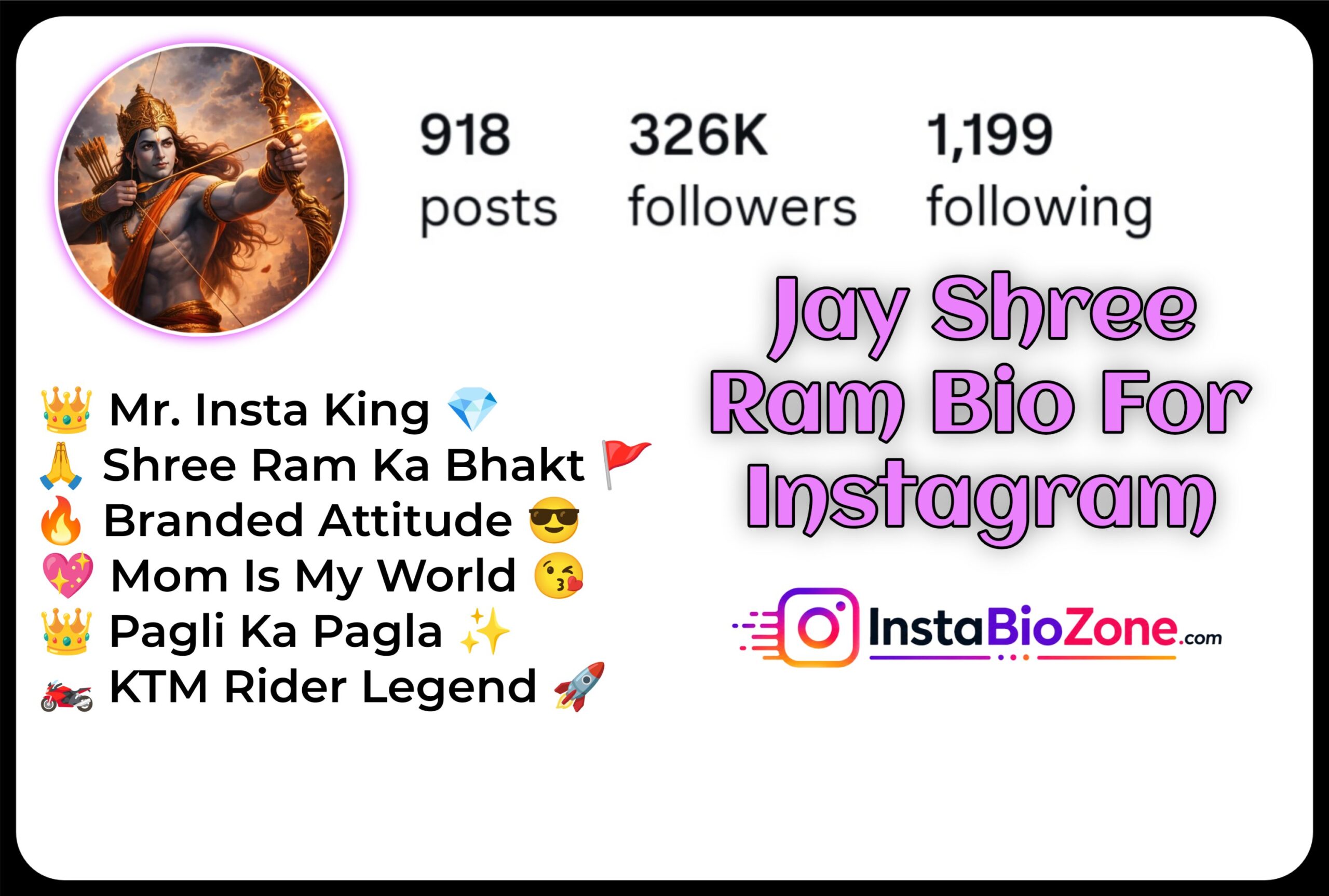 Jay Shree Ram Bio For Instagram