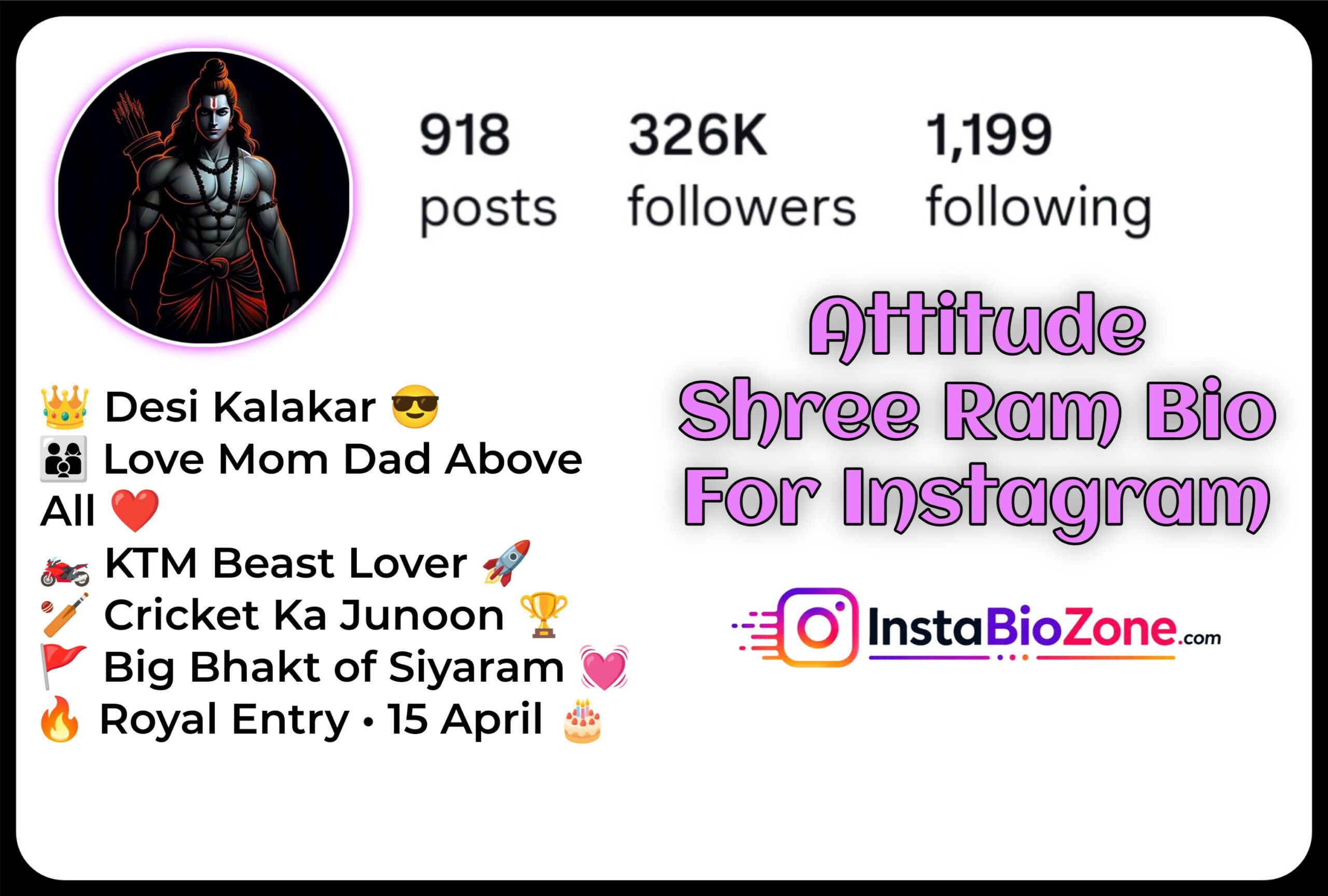 Attitude Shree Ram Bio For Instagram