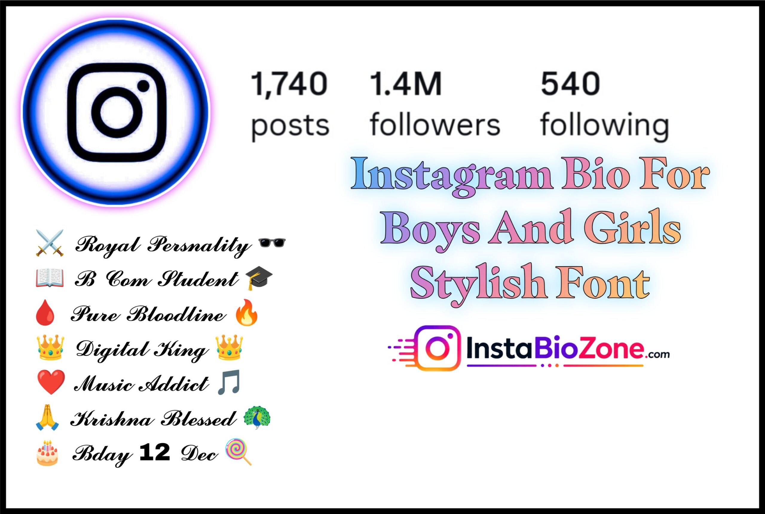Instagram Bio For Boys And Girls Stylish Font