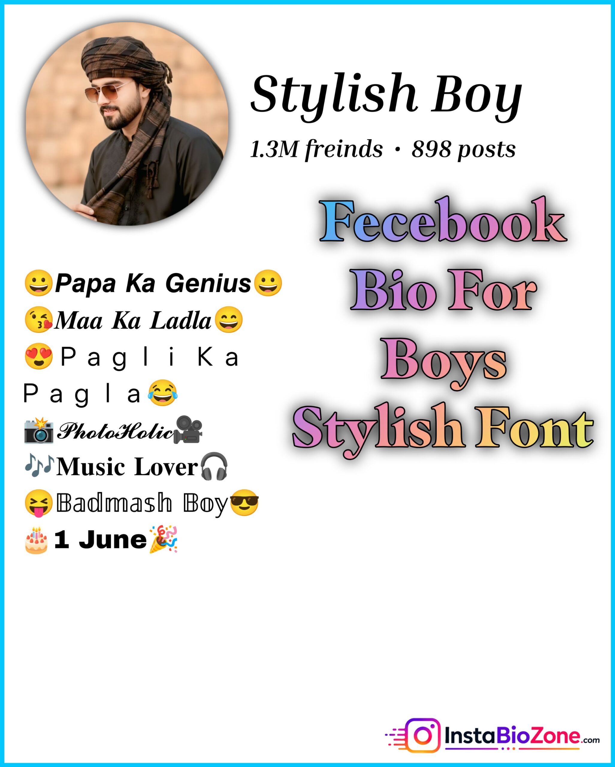 Fecebook Bio For Boys Stylish Font