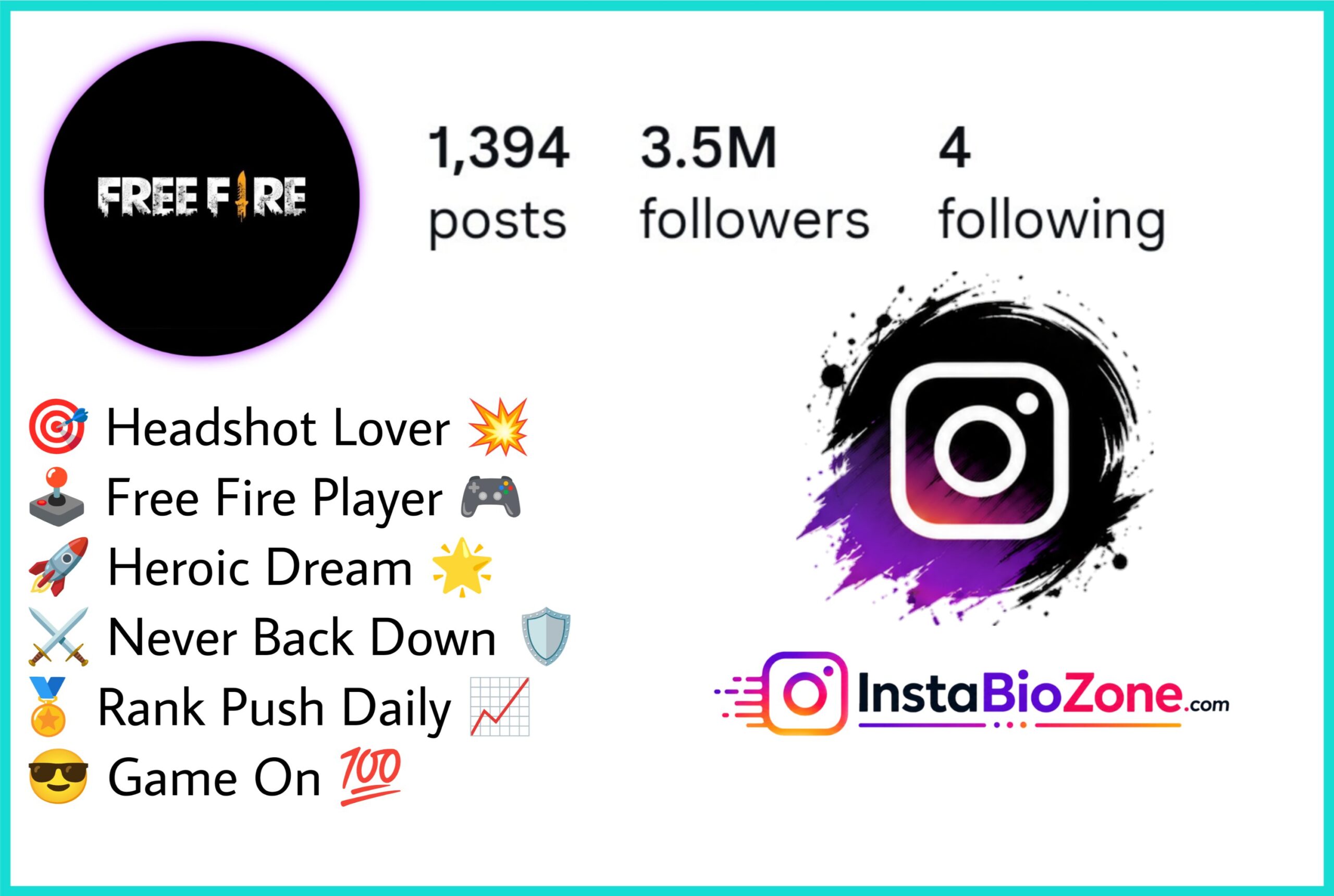 Free Fire Gamer Bio For Instagram